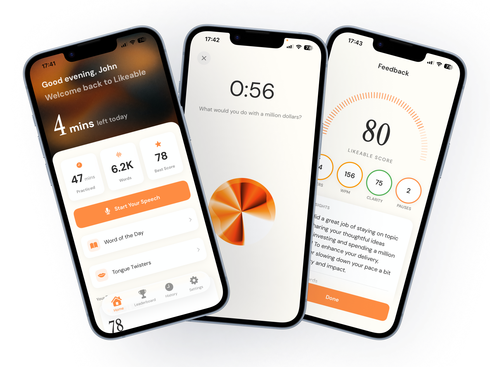 Likeable app shown on phone and web
